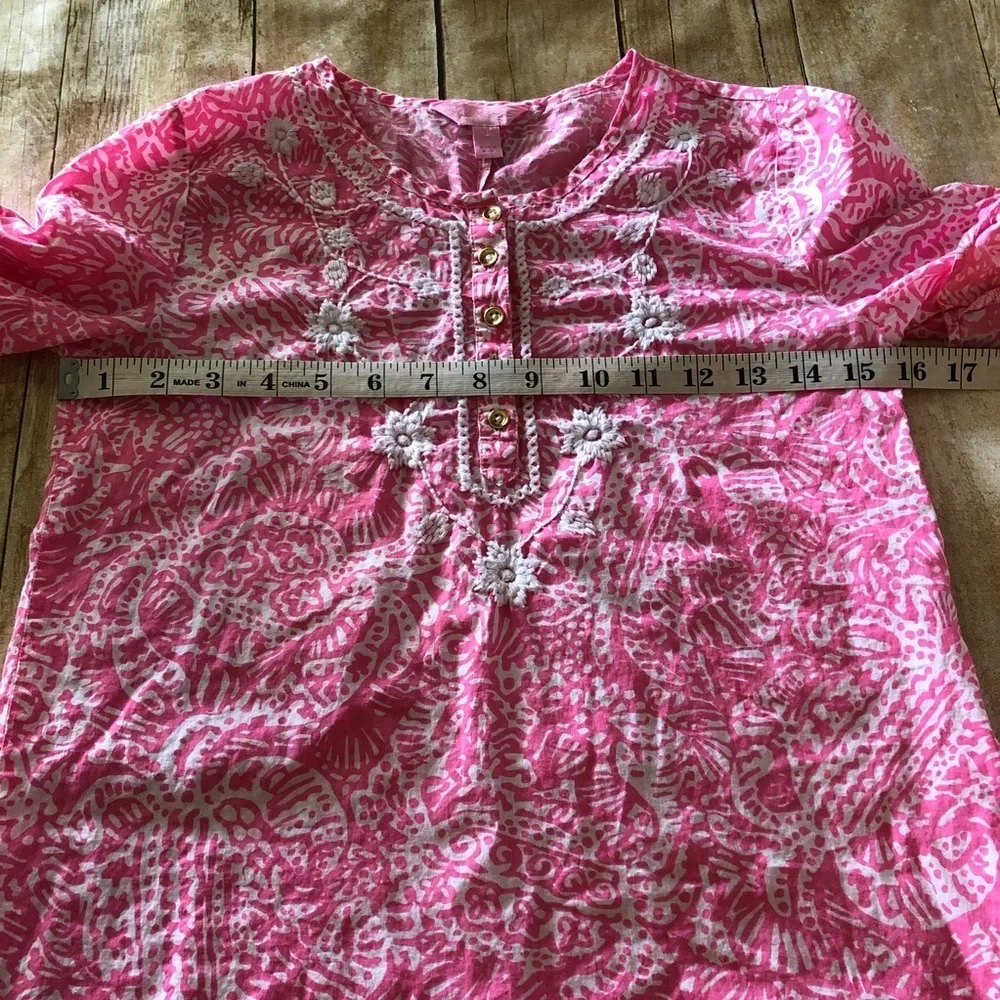Lilly Pulitzer Atlee Girls Pink Cotton Tunic Dress Size Large